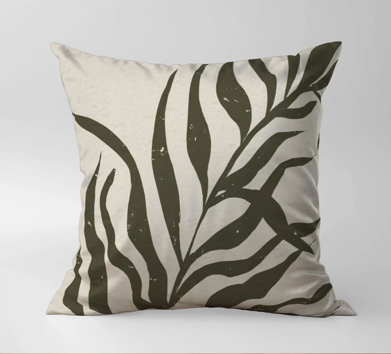 Whispers of the Palm: A Muted Botanical Elegance cuscino da mysteriouscoco