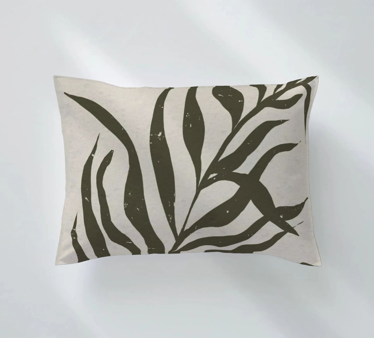 Whispers of the Palm: A Muted Botanical Elegance cuscino da mysteriouscoco