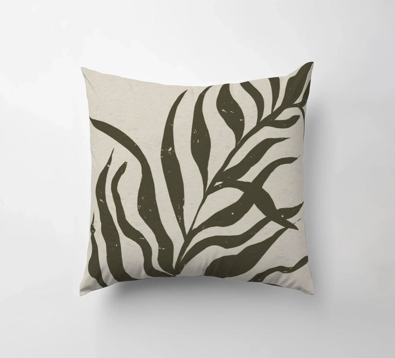 Whispers of the Palm: A Muted Botanical Elegance cuscino da mysteriouscoco
