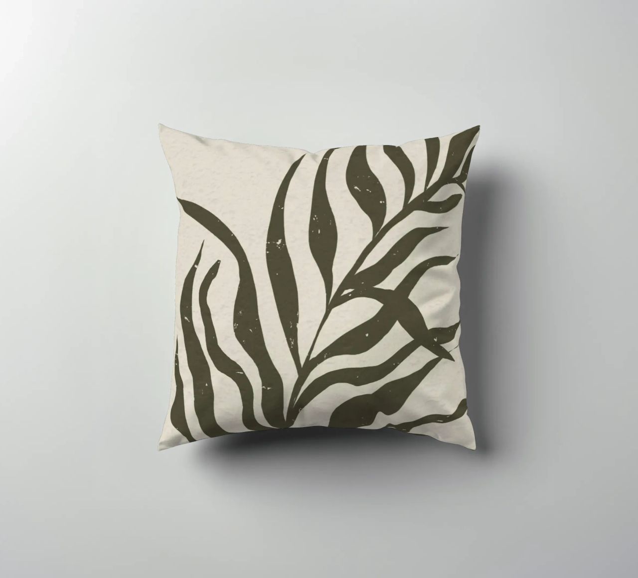 Whispers of the Palm: A Muted Botanical Elegance cuscino da mysteriouscoco