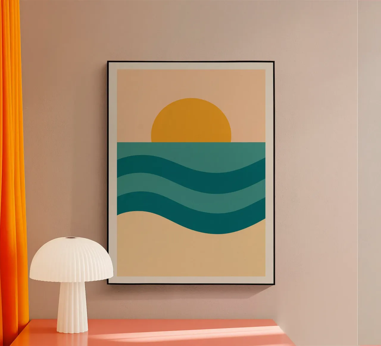 Sunset Over Waves acryl van Mosaic Dialogue