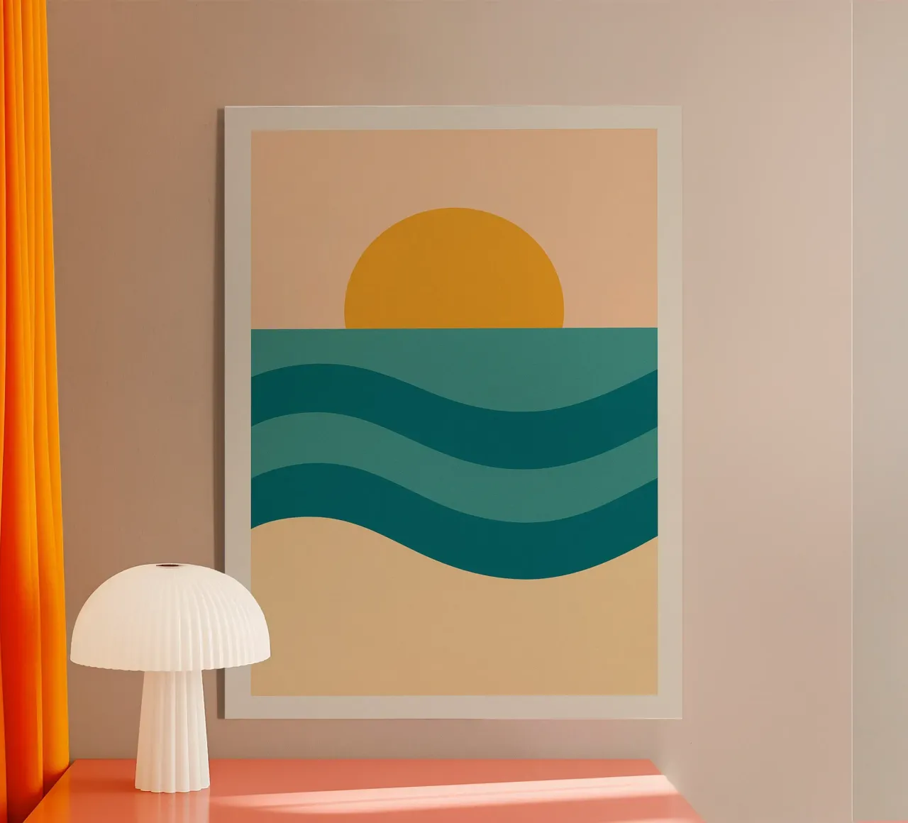 Sunset Over Waves acryl van Mosaic Dialogue