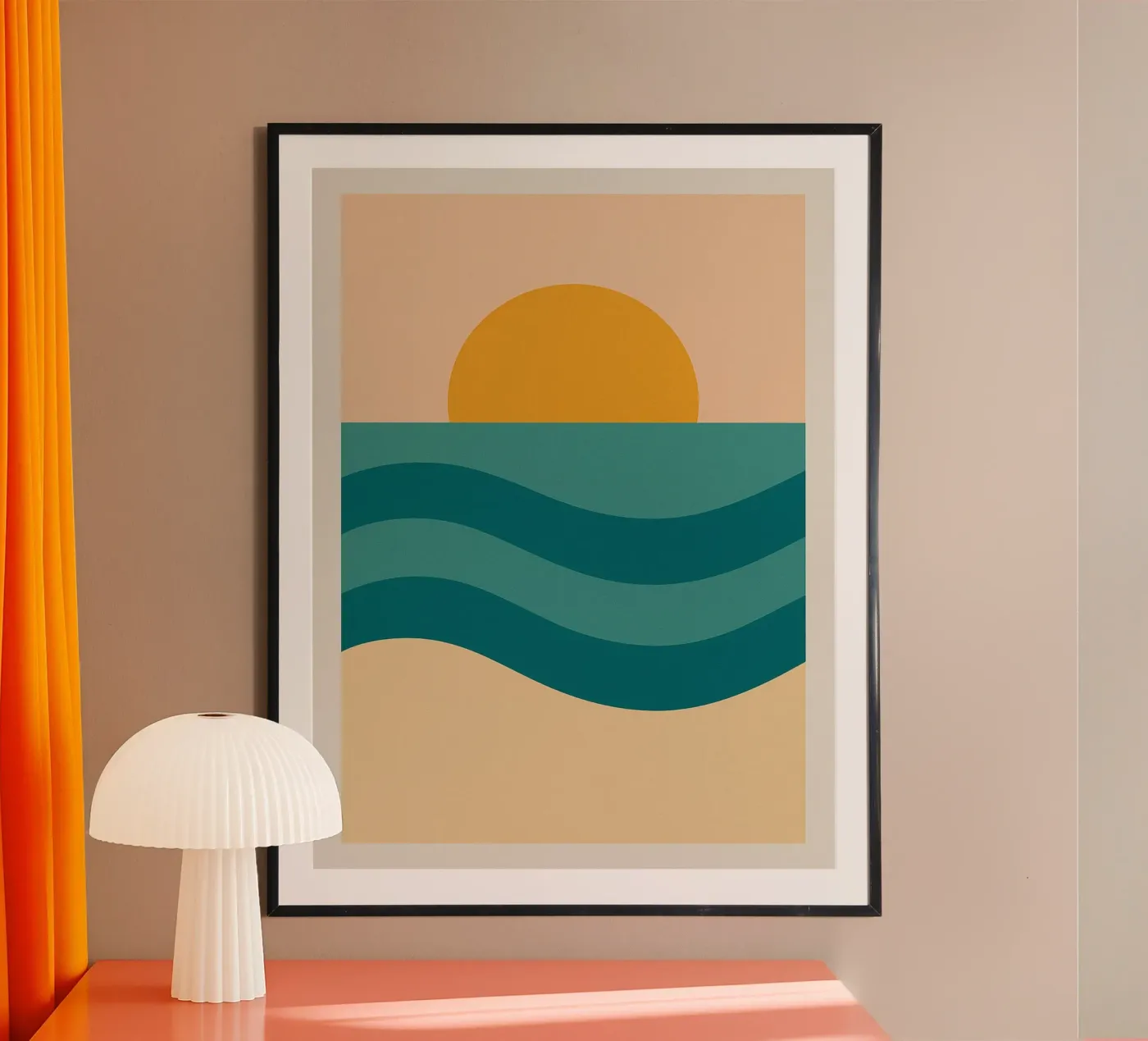 Sunset Over Waves poster de Mosaic Dialogue