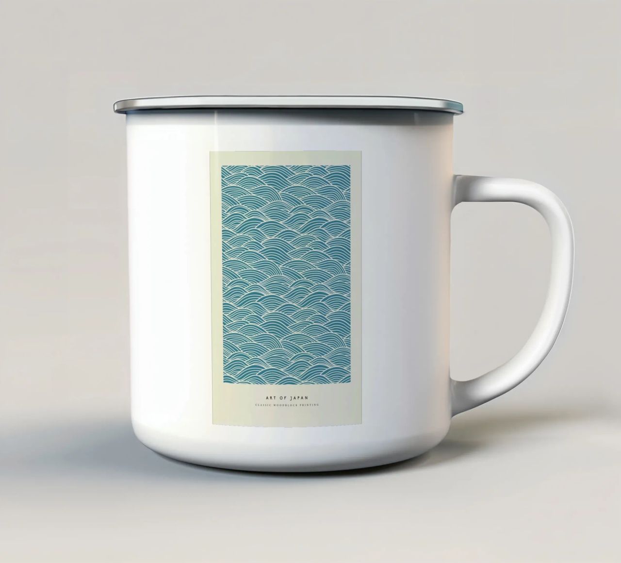 Japanese Wave Woodblock tazza in smalto da Vintage by JUNIQE