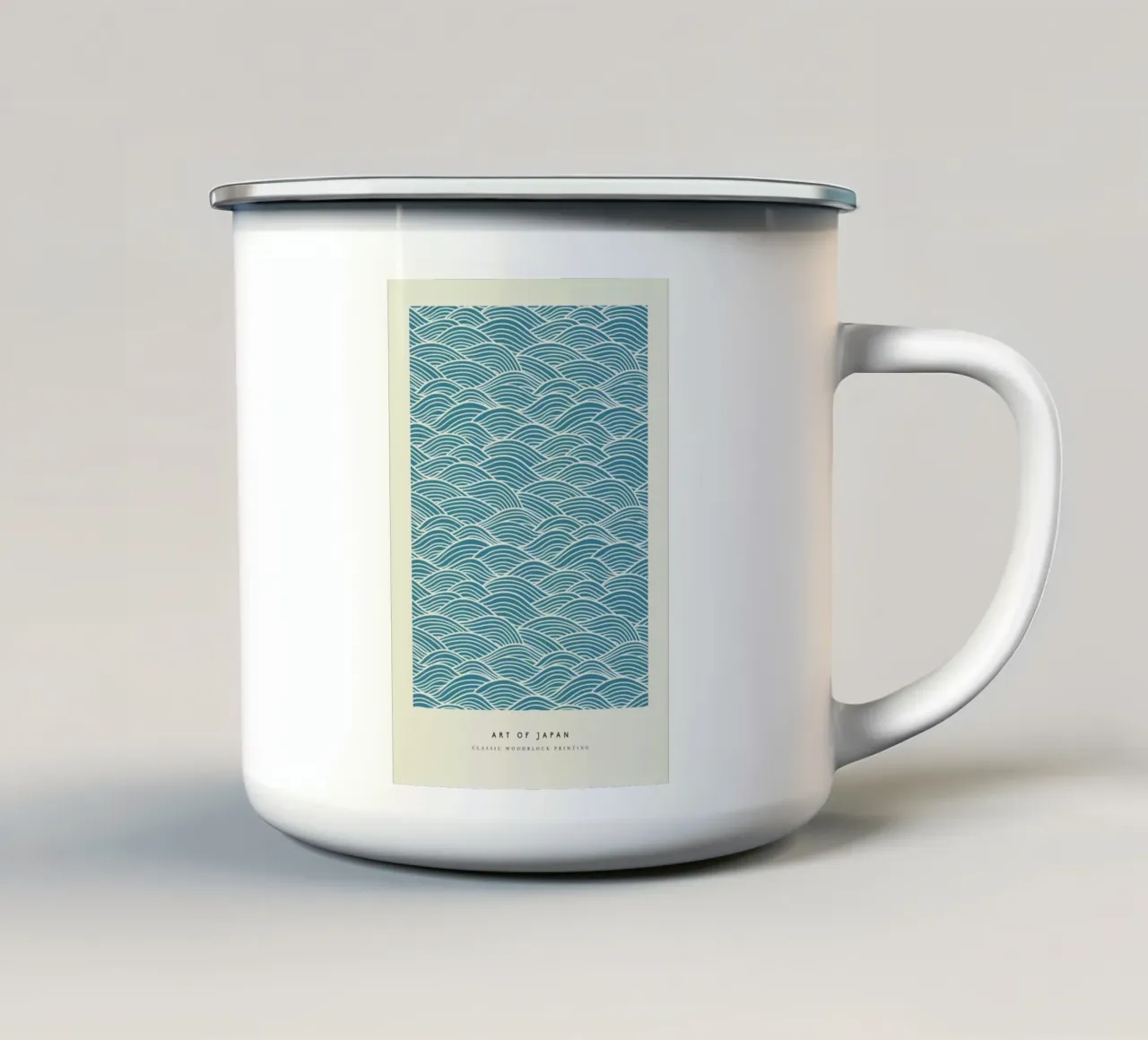 Japanese Wave Woodblock tazza in smalto da Vintage by JUNIQE