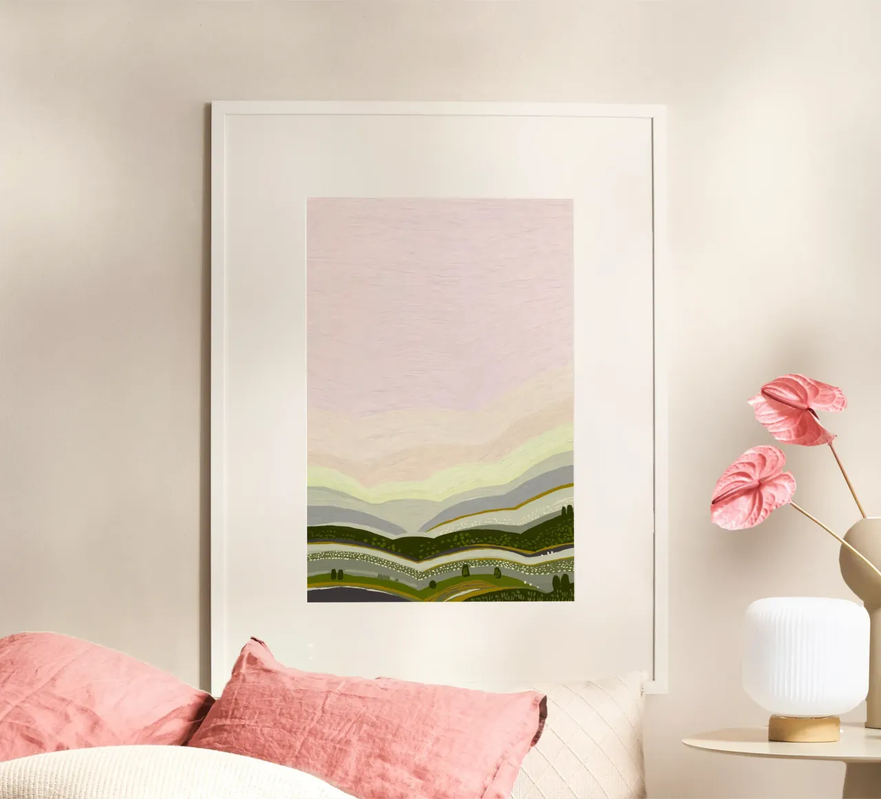 Landscape impasto oil painting muted colors poster con telaio in alluminio da mysteriouscoco