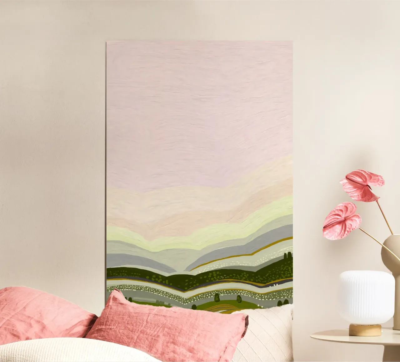 Landscape impasto oil painting muted colors poster con telaio in alluminio da mysteriouscoco