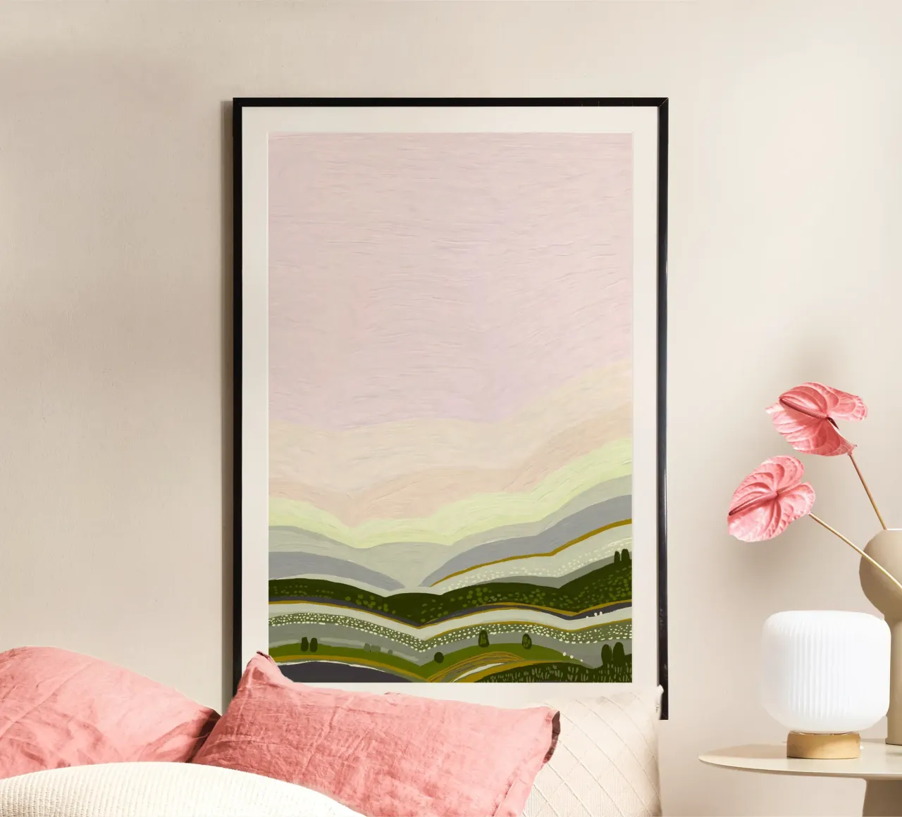 Landscape impasto oil painting muted colors poster con telaio in alluminio da mysteriouscoco