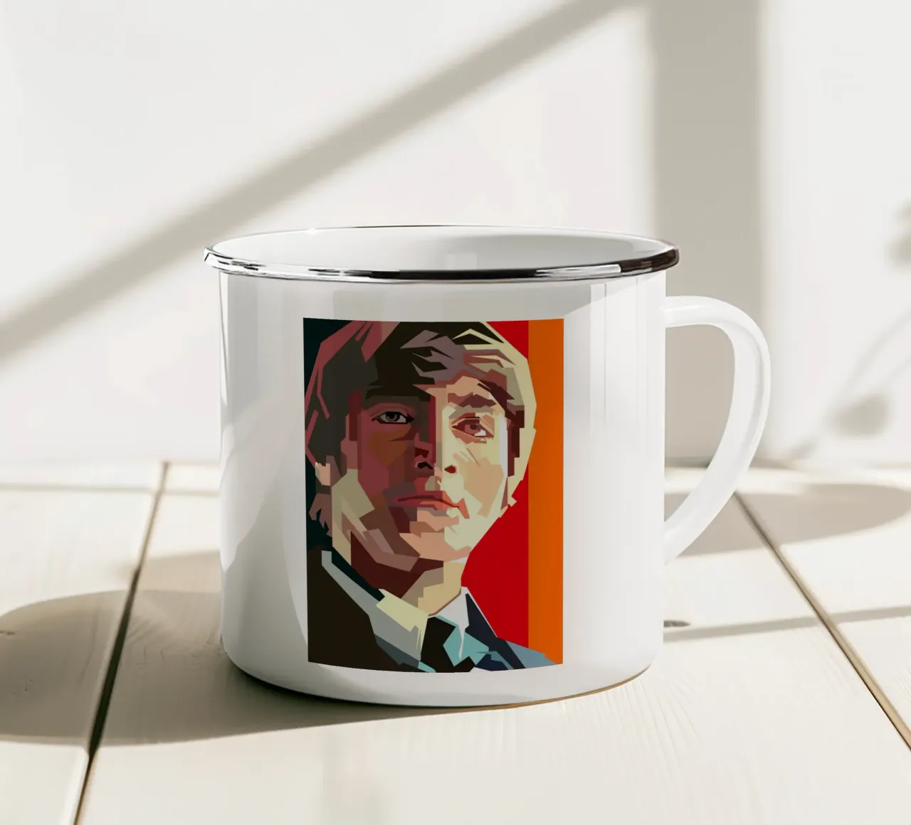Musica rock and roll retrò di John Lennon di tendenza ora tazza in smalto da Artkreator