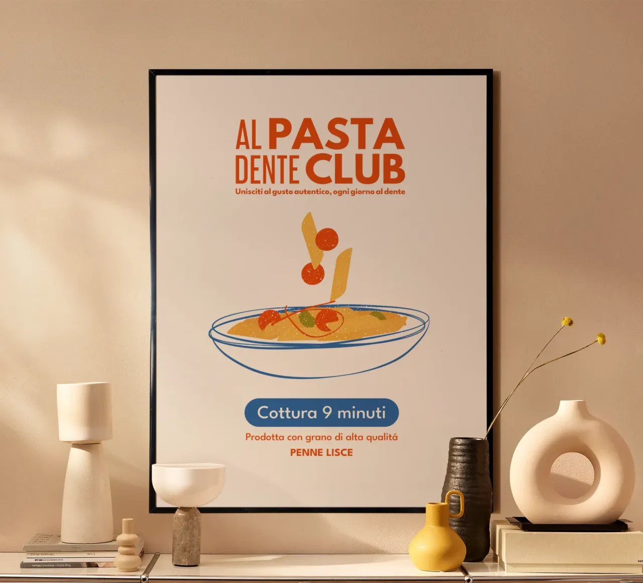 Al Dente Pasta Club poster with aluminum frame by pierosvisuals