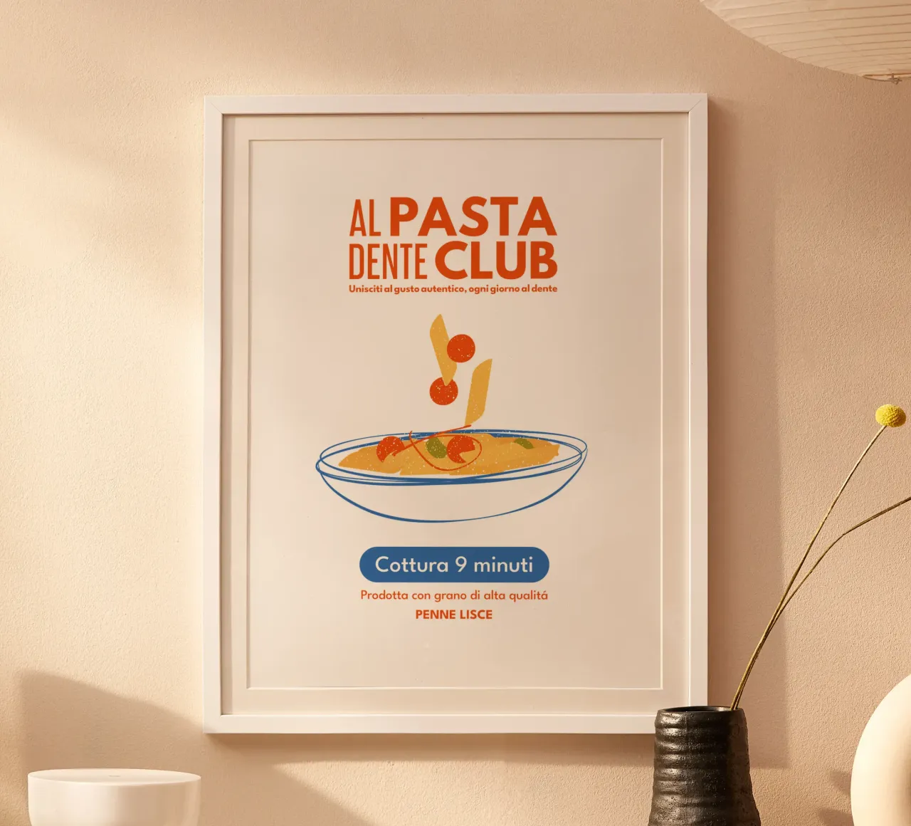Al Dente Pasta Club poster with aluminum frame by pierosvisuals