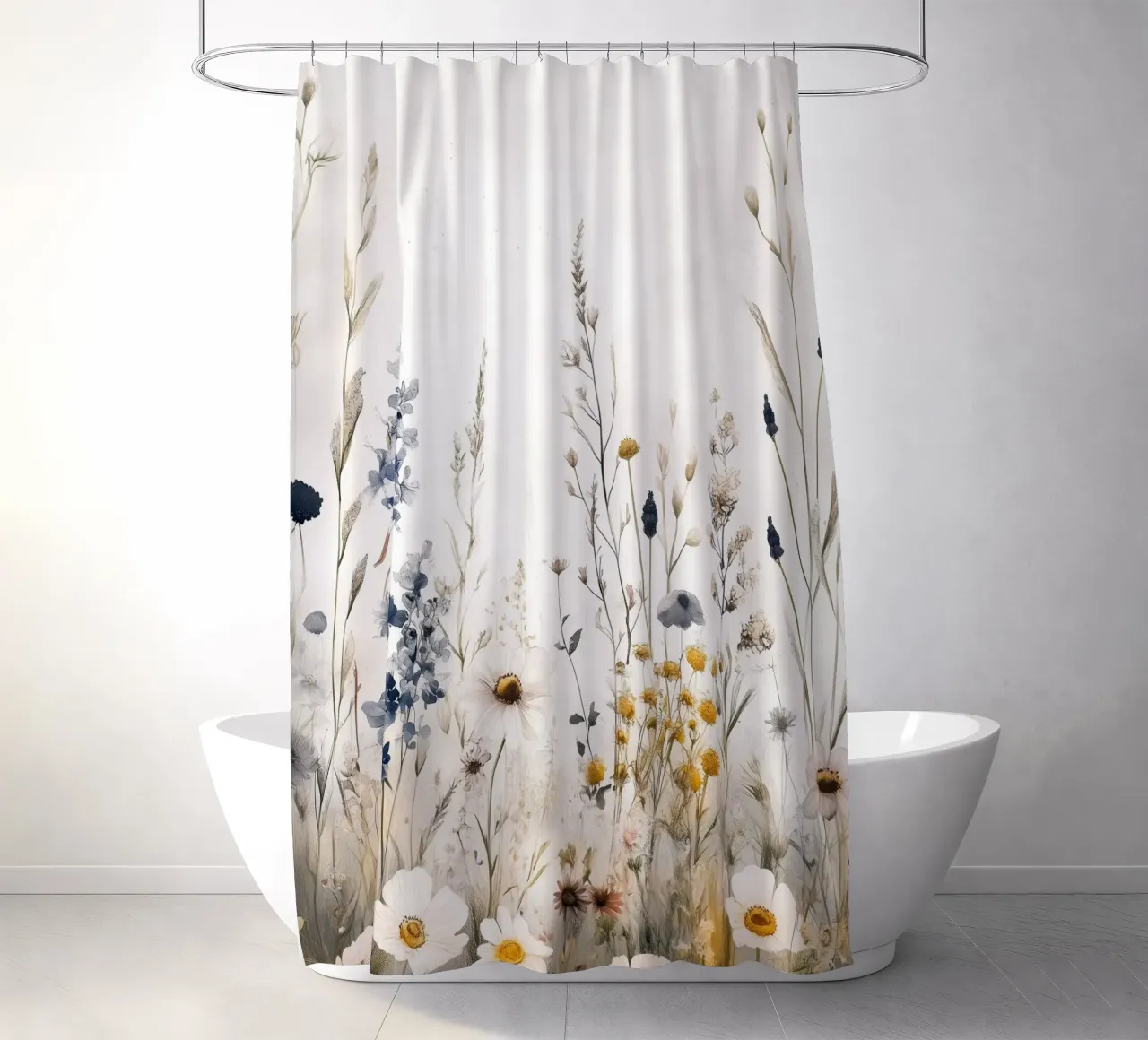 Wildflowers meadow shower curtain by Justyna Jaszke JBJart