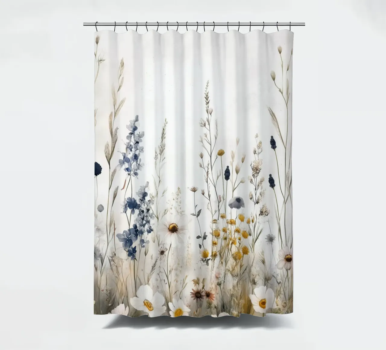 Wildflowers meadow shower curtain by Justyna Jaszke JBJart