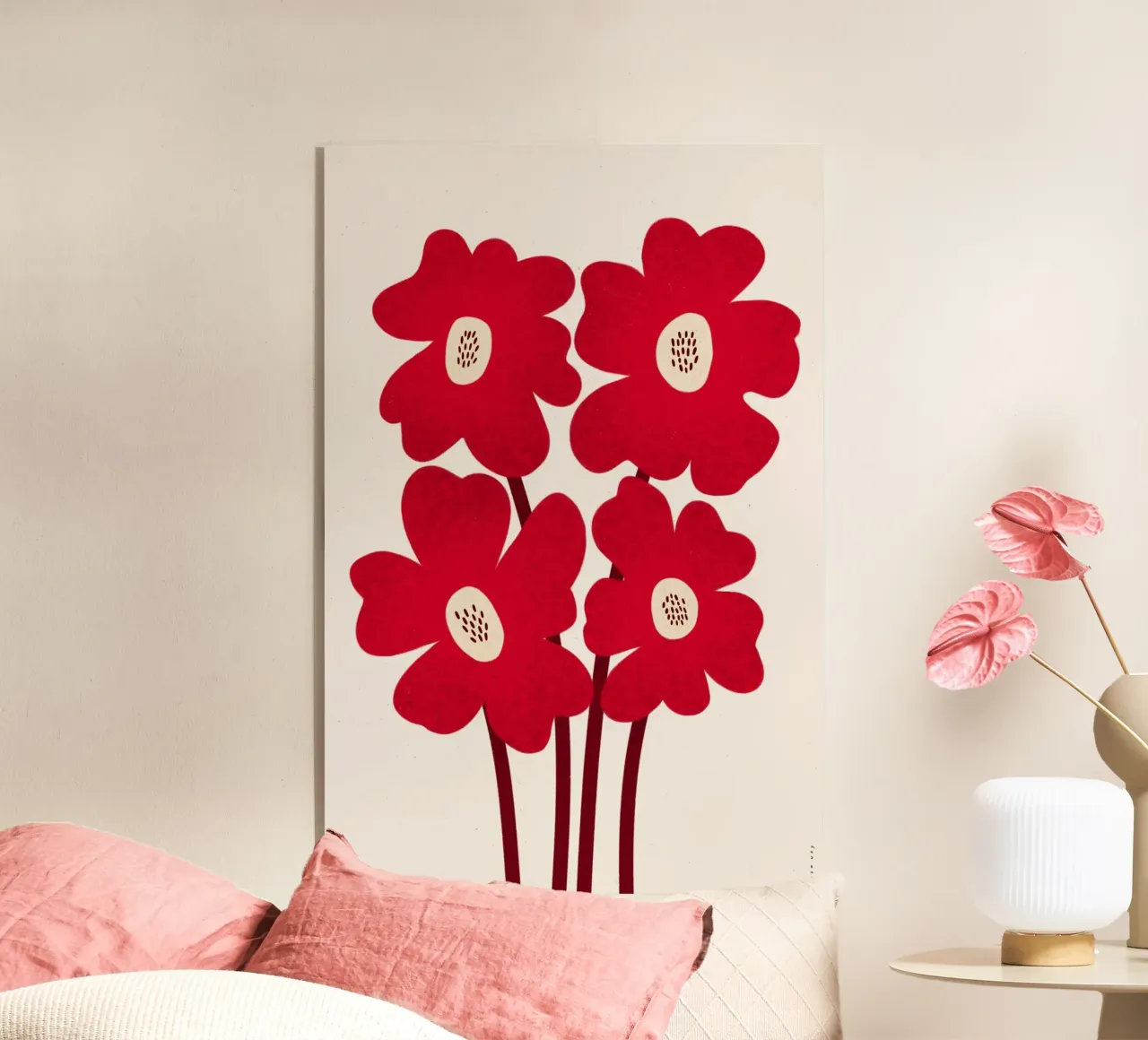 Rote Blumen Acryl-Glas von Tida vom Weg