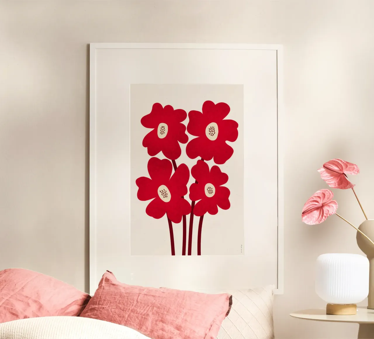 Fiori rossi poster con telaio in plastica da Tida vom Weg