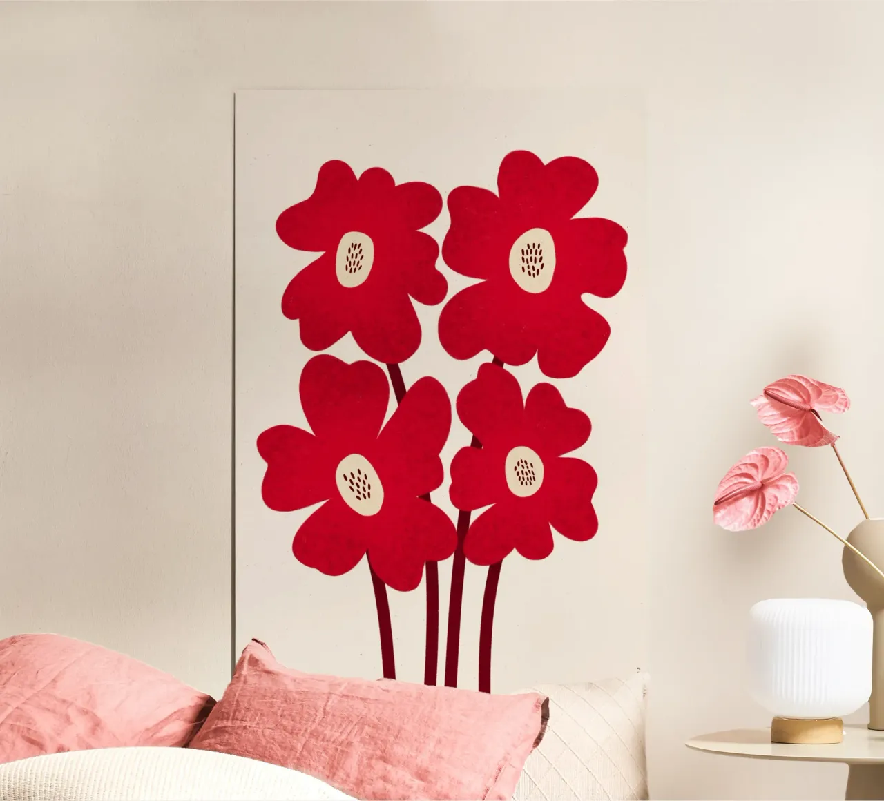 Fiori rossi poster con telaio in plastica da Tida vom Weg