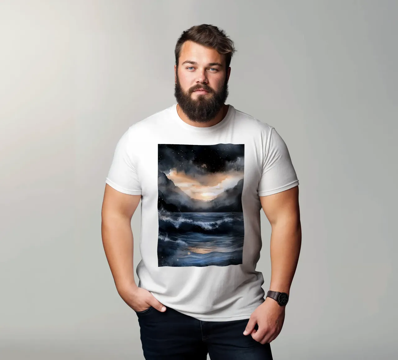 Zee en golven t-shirt van Justyna Jaszke JBJart