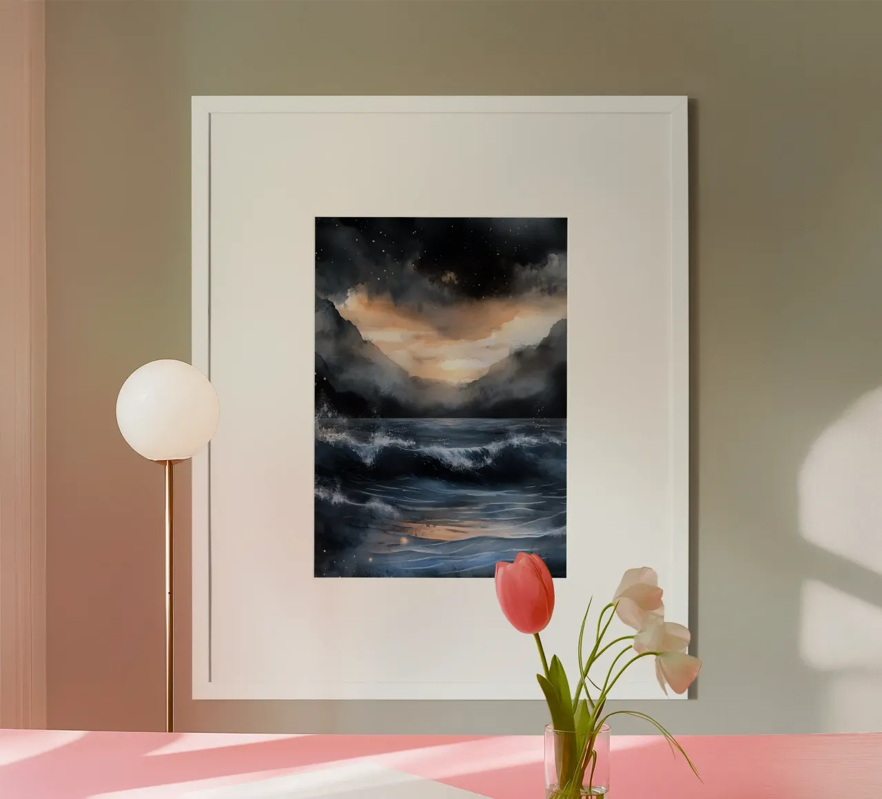 Mare e onde poster con telaio in legno da Justyna Jaszke JBJart