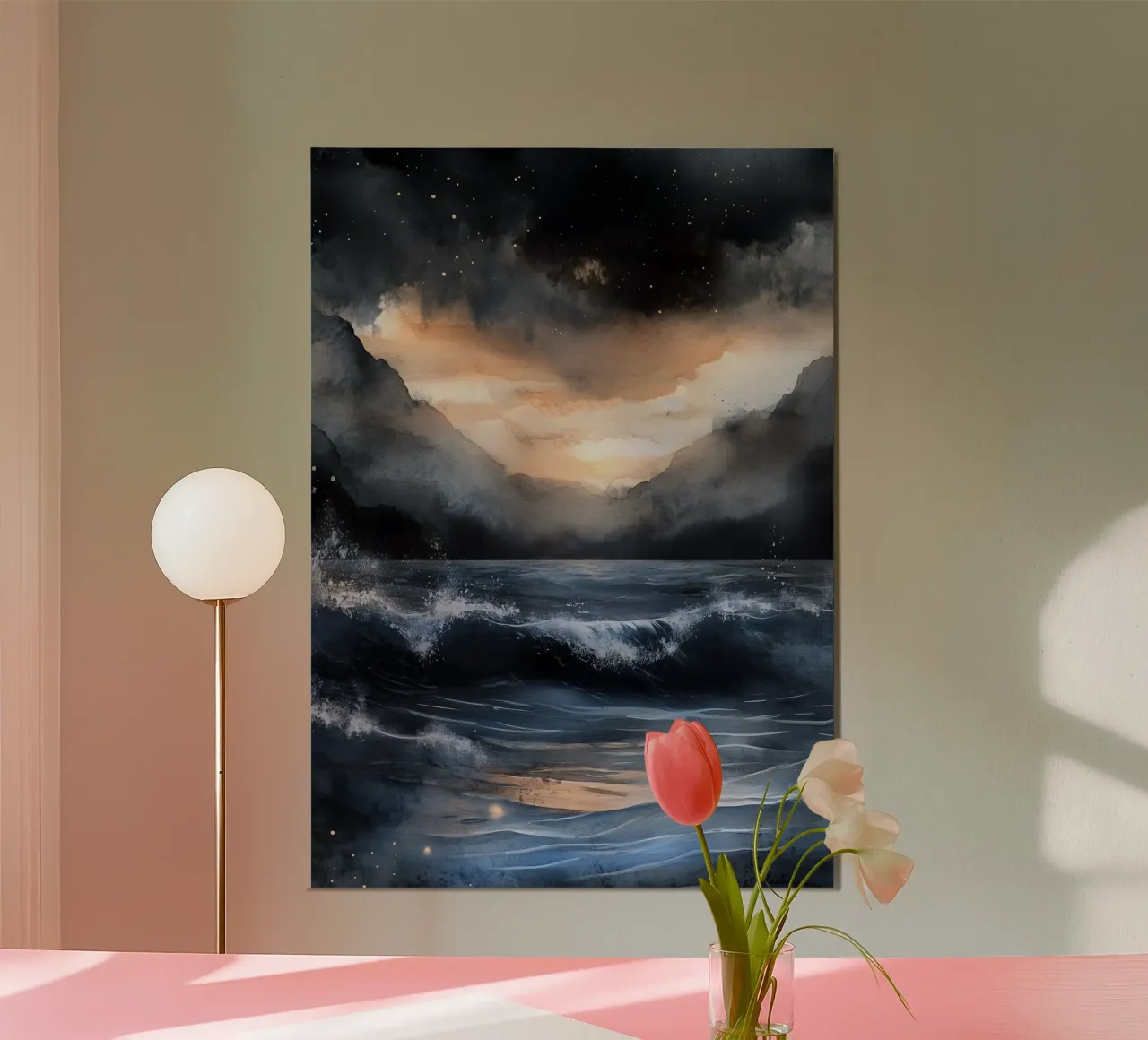 Mare e onde poster con telaio in legno da Justyna Jaszke JBJart