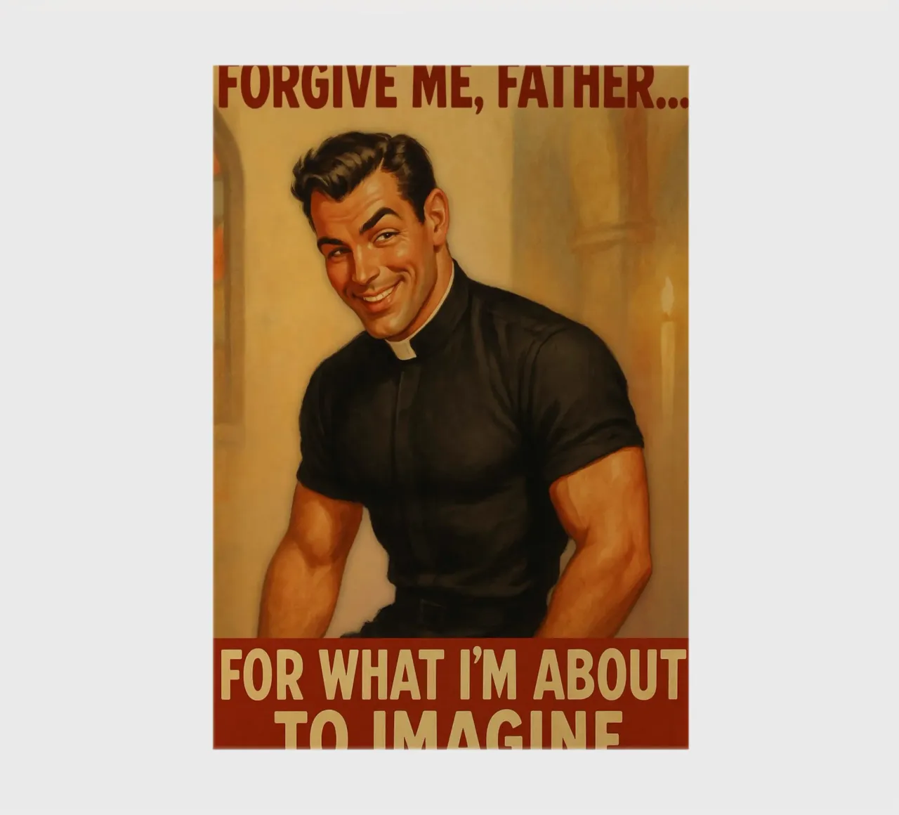 Forgive Me Father, Male Pinup Poster notebook by Hecate Pim Designs