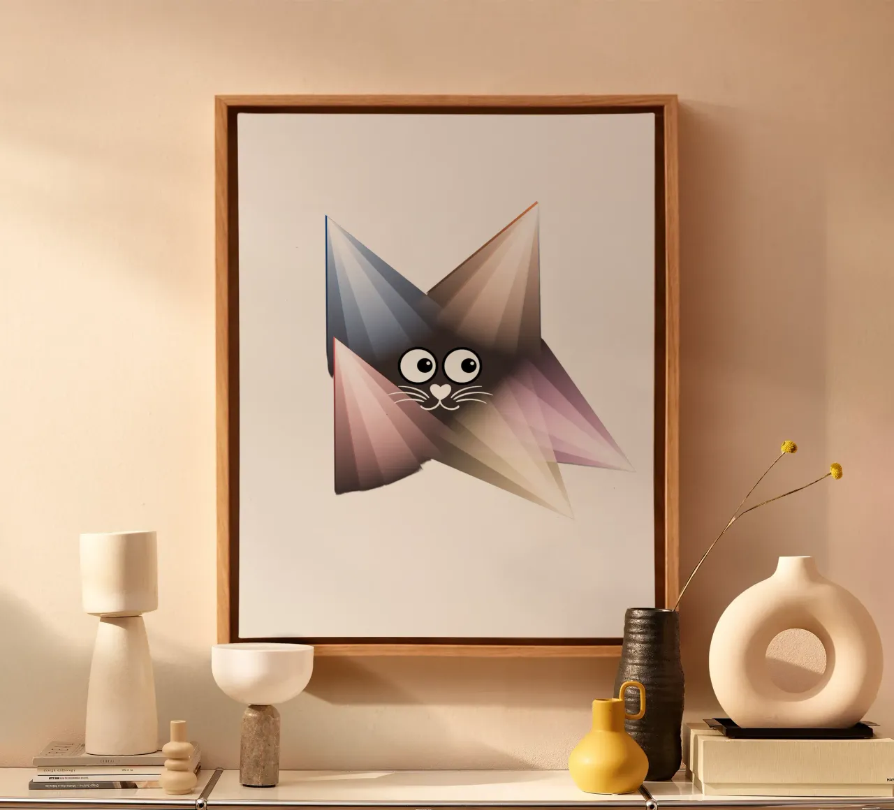 Cat motifs on clothing, notebooks and home accessories canvas with Floater frame by StrindesignStudio