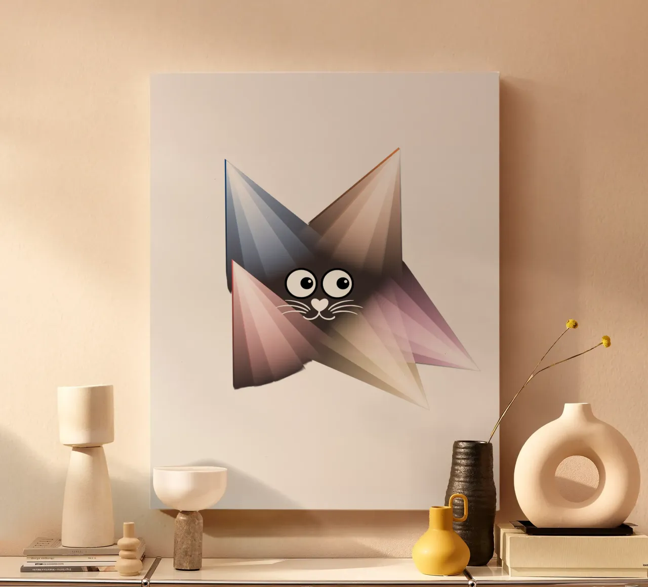 Cat motifs on clothing, notebooks and home accessories canvas with Floater frame by StrindesignStudio