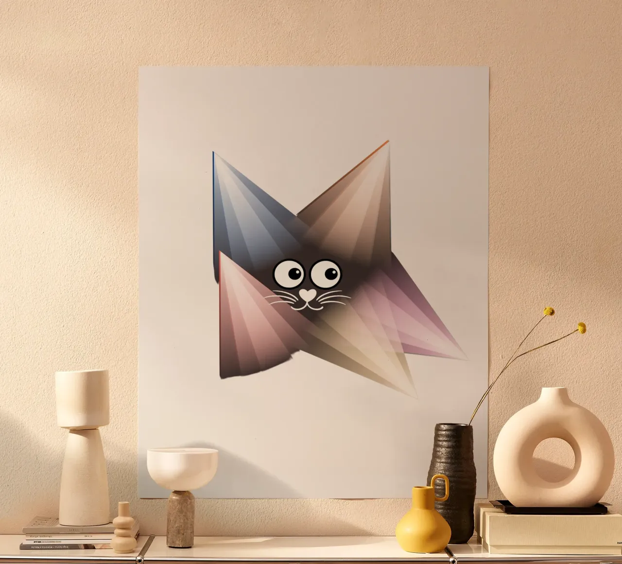 Motivi di gatti su abbigliamento, quaderni e accessori per la casa poster da StrindesignStudio