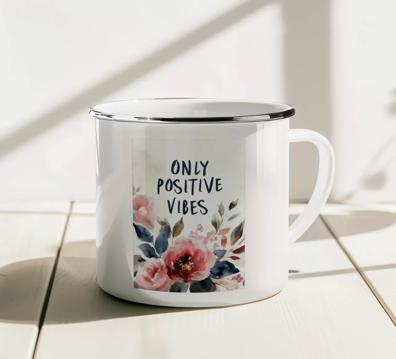 Solo vibrazioni positive tazza in smalto da Justyna Jaszke JBJart