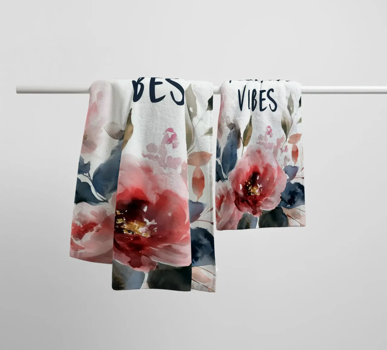 Only positive vibes towel by Justyna Jaszke JBJart