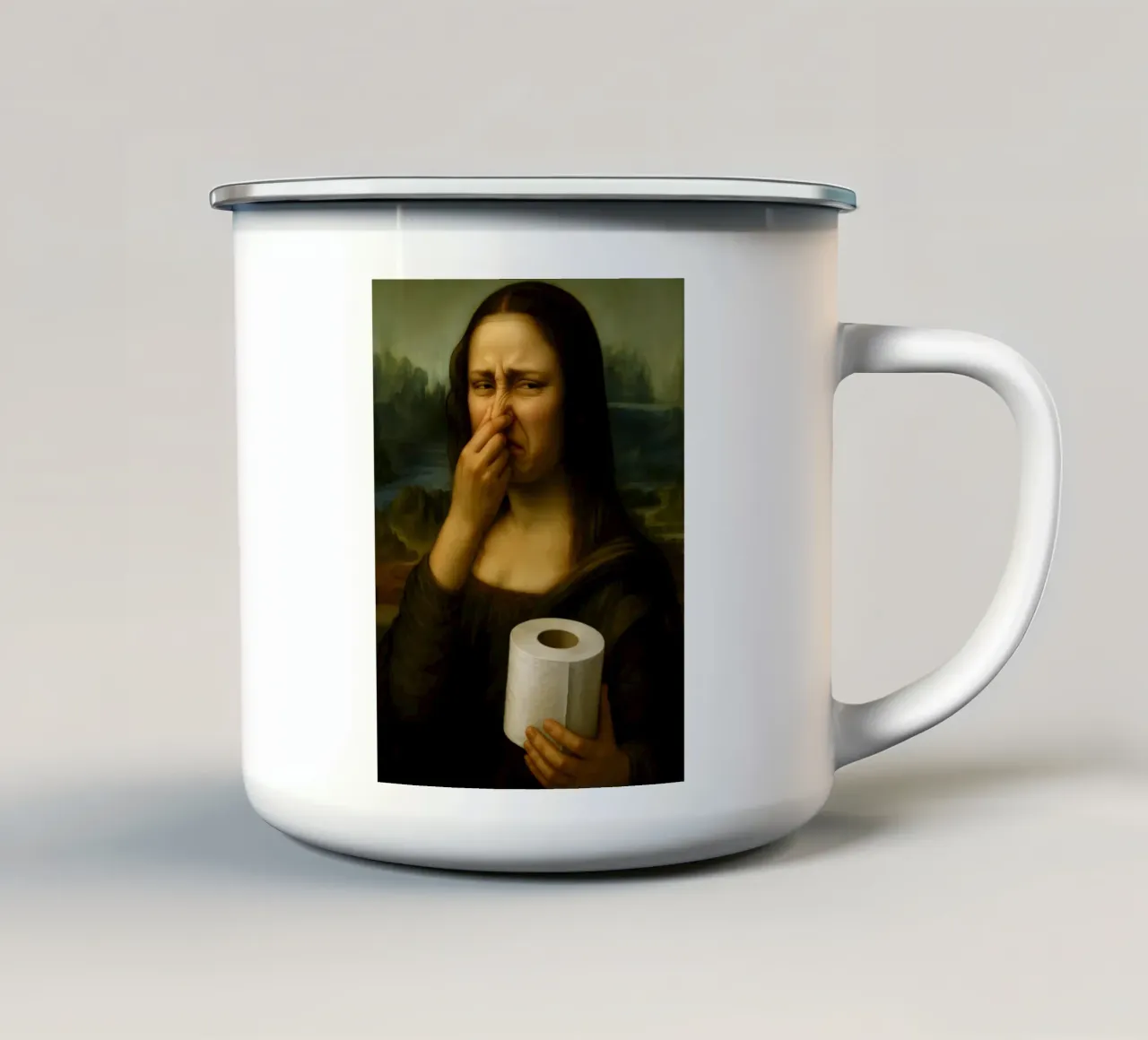 ROTOLO DI CARTA IGIENICA MONA LISA tazza in smalto da ARTOMATIC