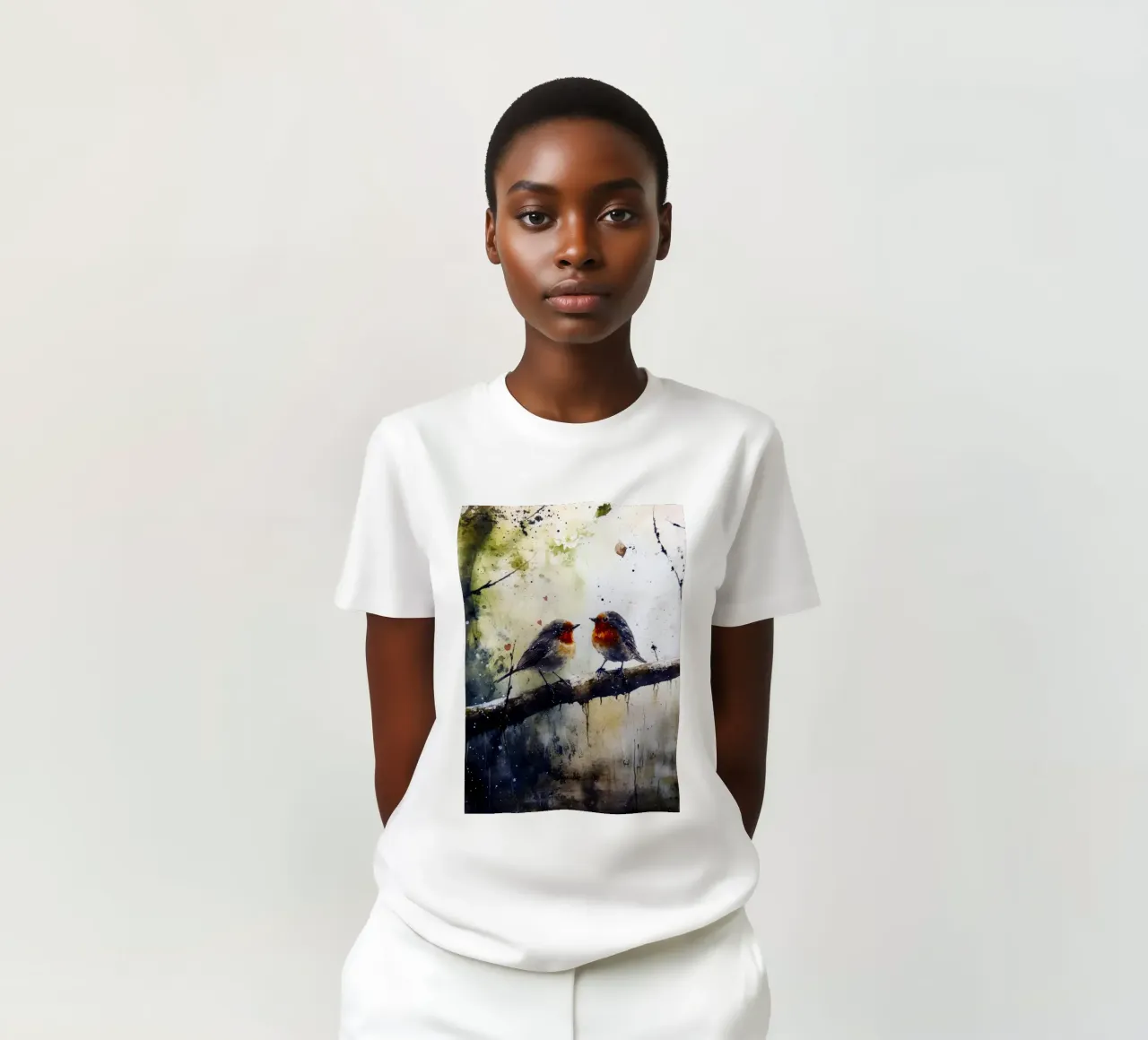 Birds sparrows t-shirt by Justyna Jaszke JBJart