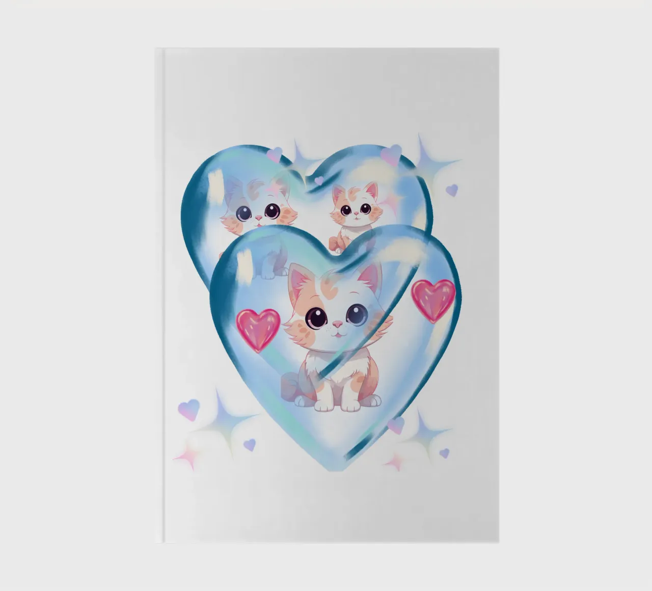 Cats in heart balloons - Charming design for cat fans notebook by StrindesignStudio
