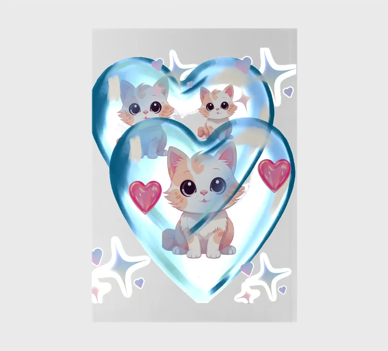 Cats in heart balloons - Charming design for cat fans notebook by StrindesignStudio