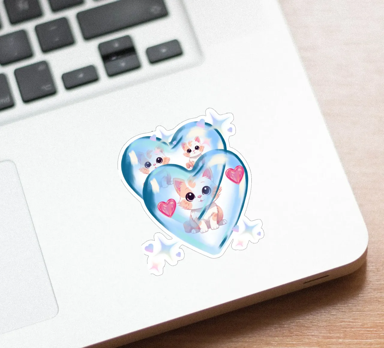 Cats in heart balloons - Charming design for cat fans sticker by StrindesignStudio