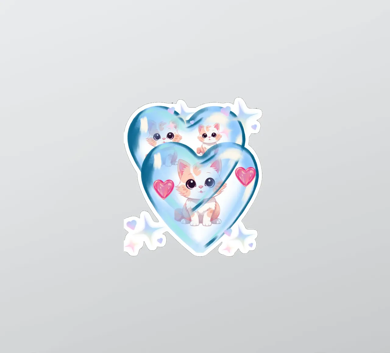 Cats in heart balloons - Charming design for cat fans sticker by StrindesignStudio