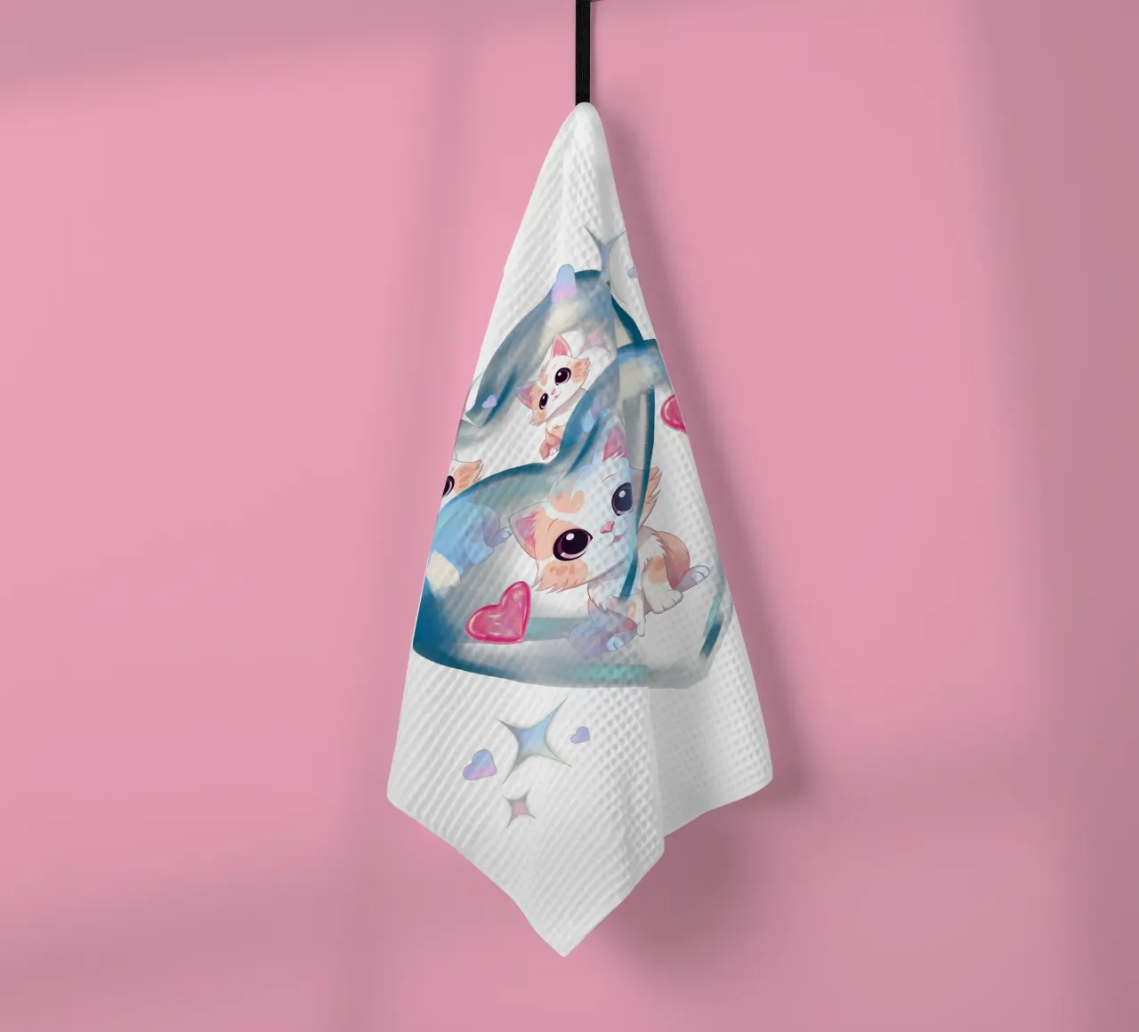 Gatti con palloncini a forma di cuore - Un design affascinante per i fan dei gatti canovaccio da cucina da StrindesignStudio