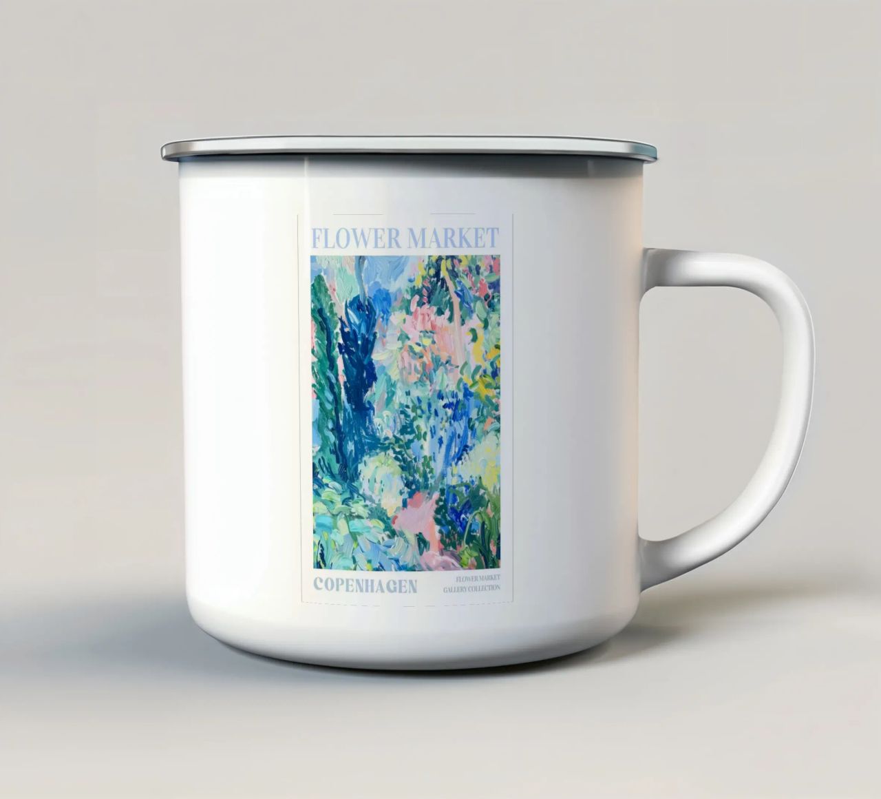 Bloemenprint, abstracte bloemsierkunst, kleurrijke poster emaille mok van Boheme