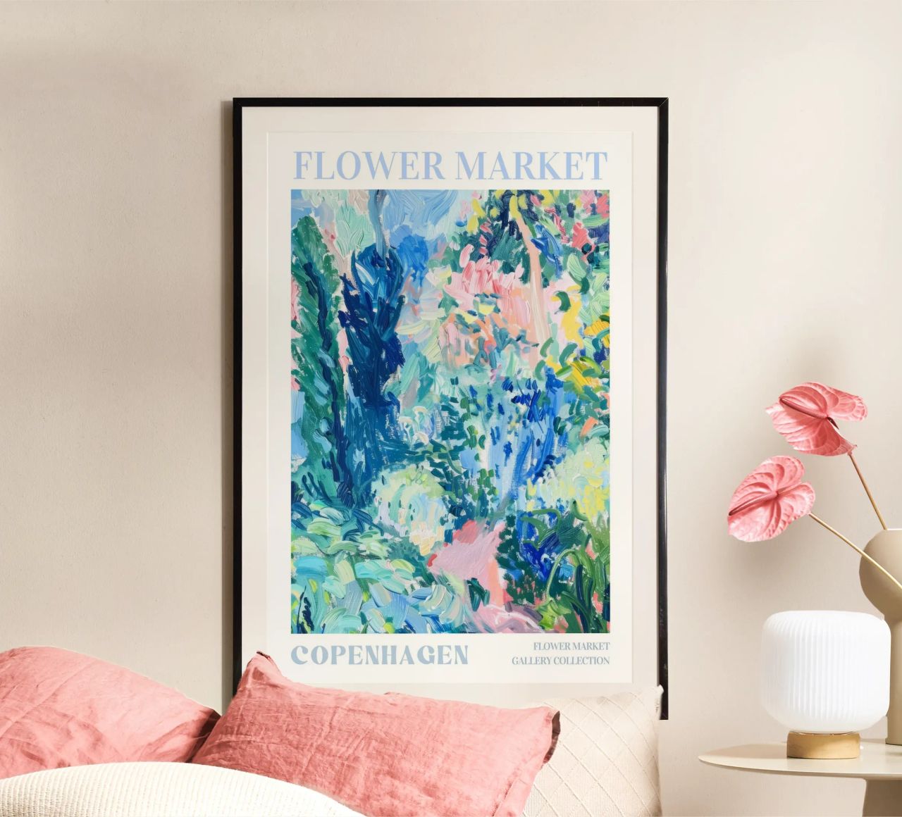 Bloemenprint, abstracte bloemsierkunst, kleurrijke poster poster van Boheme