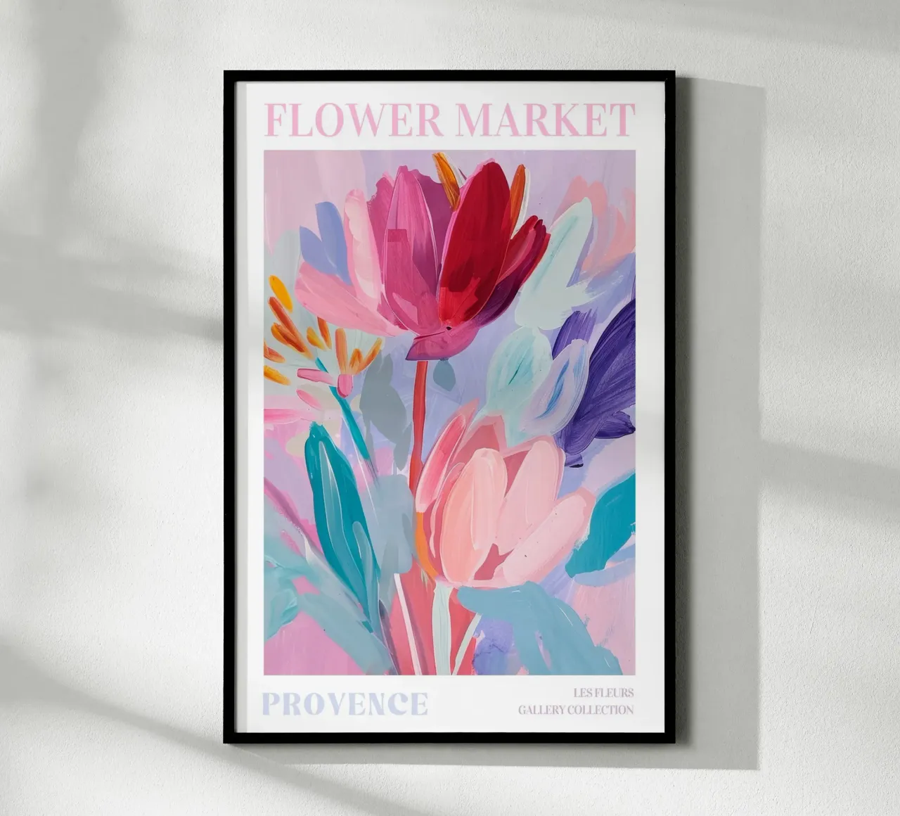 Stampe d'arte colorate astratte di fiori, opere d'arte floreali astratte poster con telaio in alluminio da Boheme