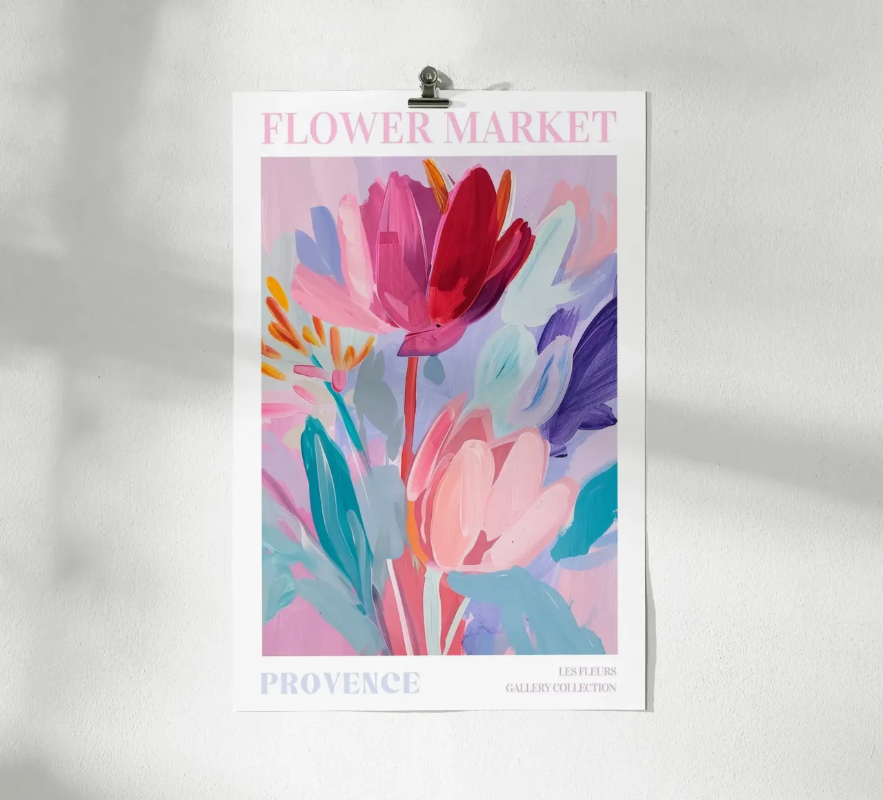 Stampe d'arte colorate astratte di fiori, opere d'arte floreali astratte poster con telaio in alluminio da Boheme