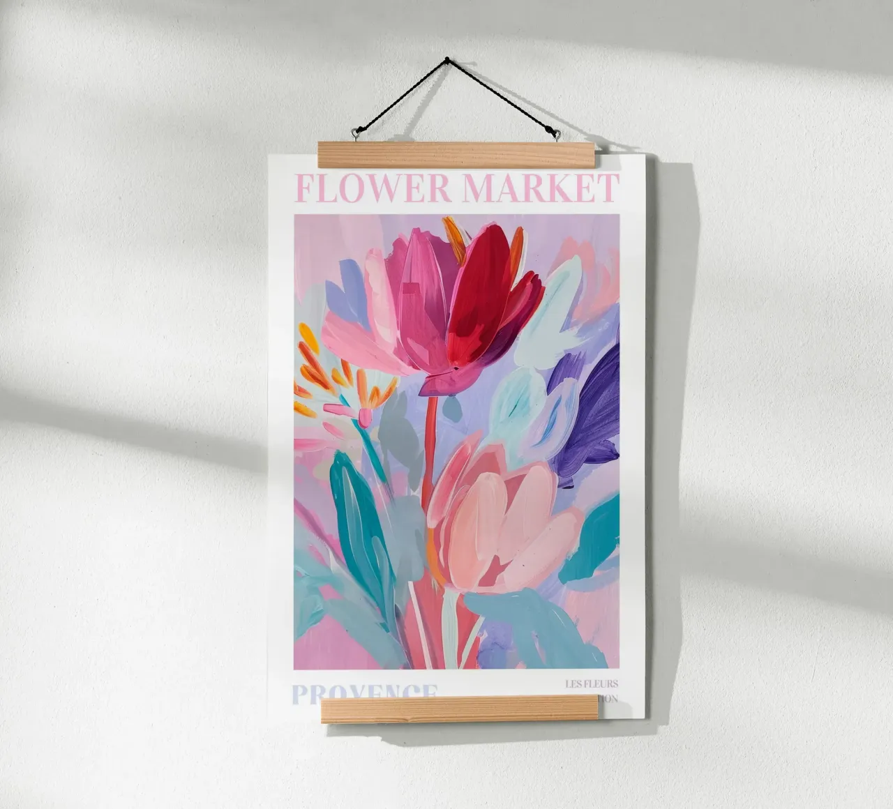 Stampe d'arte colorate astratte di fiori, opere d'arte floreali astratte poster con telaio in alluminio da Boheme