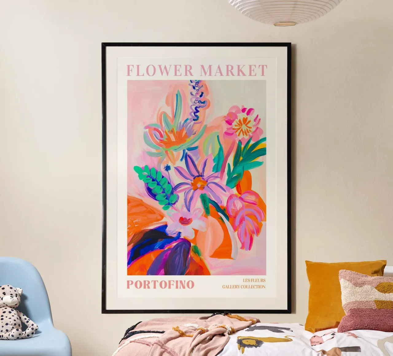 Poster del mercato dei fiori, stampe d'arte colorate astratte sui fiori poster da Boheme