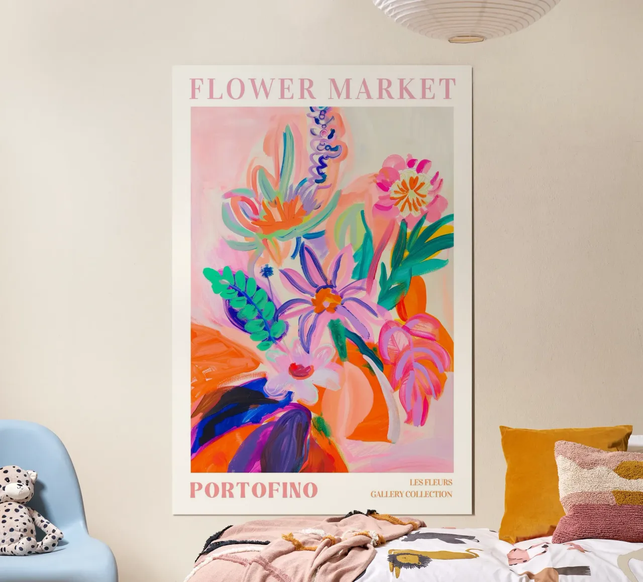 Poster del mercato dei fiori, stampe d'arte colorate astratte sui fiori poster da Boheme