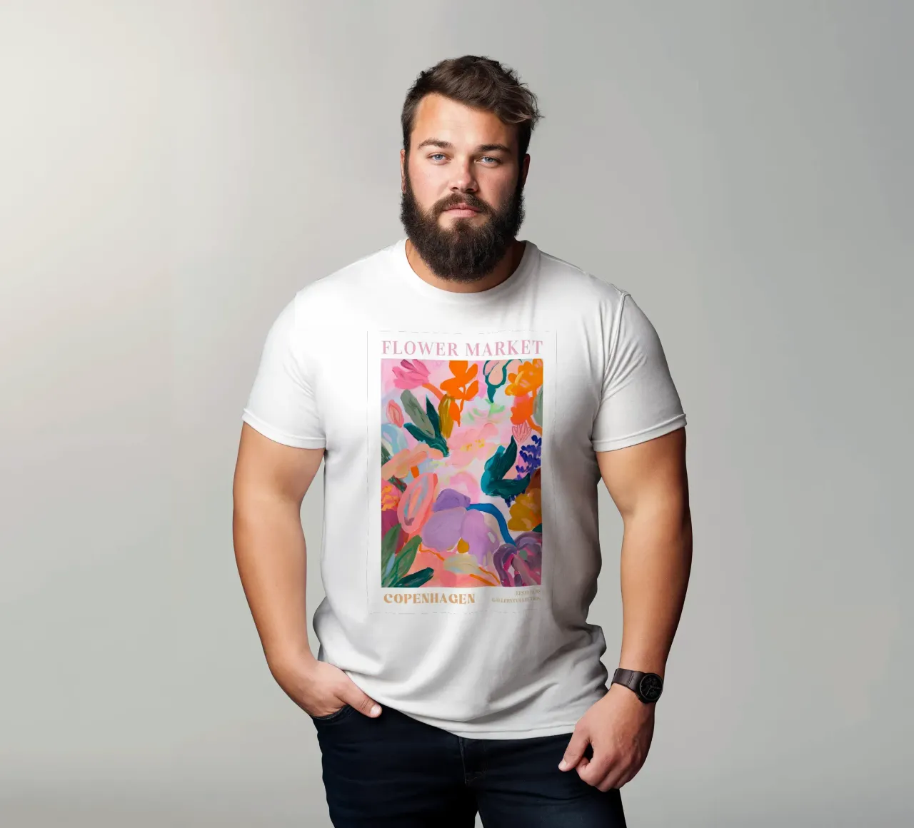Stampe d'arte colorate astratte di fiori, opere d'arte floreali astratte t-shirt da Boheme