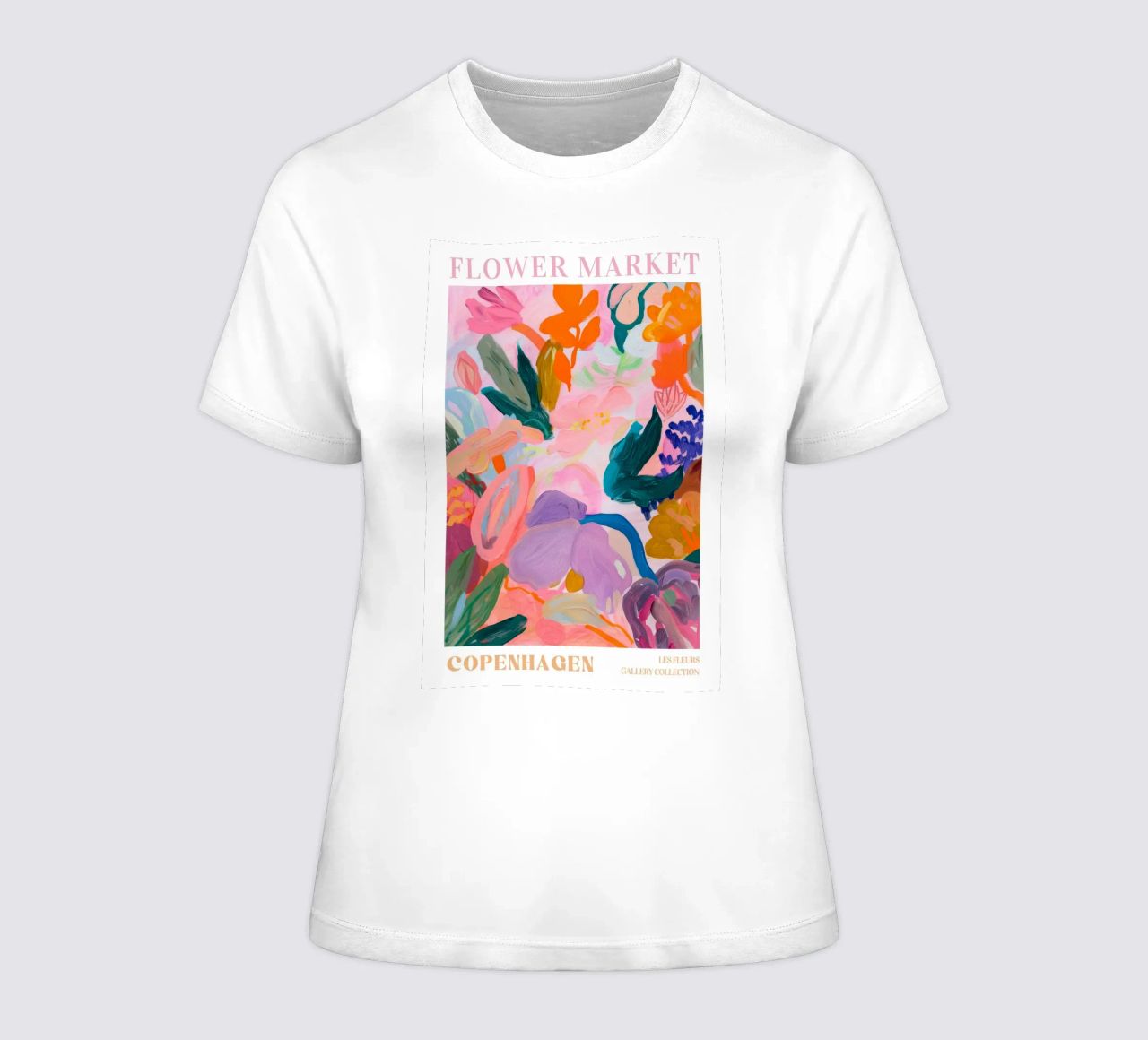 Bloemen Abstract Kleurrijke Kunstdrukken, Abstract Bloemenkunstwerk dames t-shirt getailleerd van Boheme