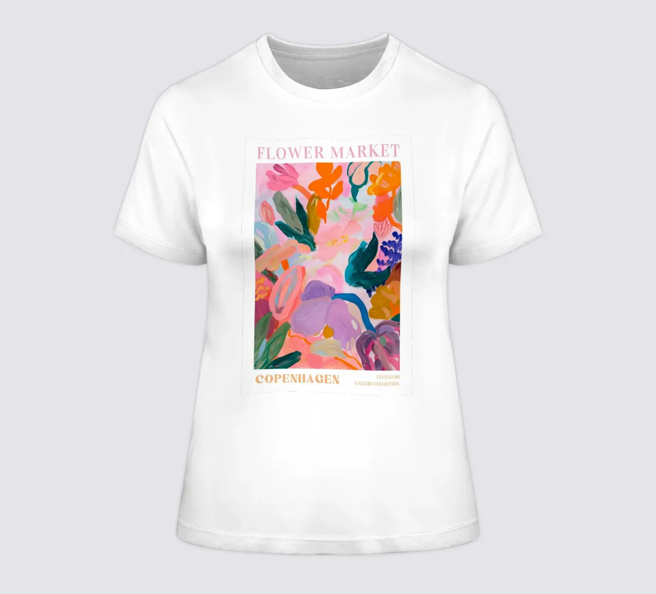 Stampe d'arte colorate astratte di fiori, opere d'arte floreali astratte t-shirt da donna da Boheme
