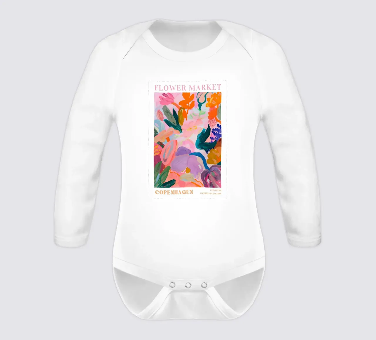 Stampe d'arte colorate astratte di fiori, opere d'arte floreali astratte body neonato maniche lunghe da Boheme
