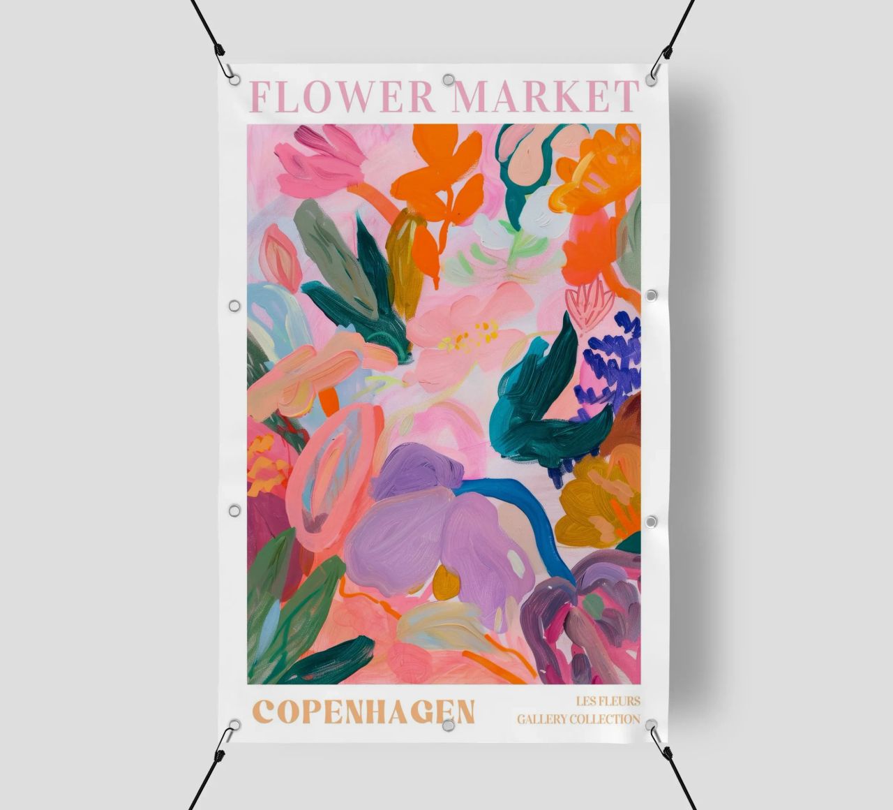 Bloemen Abstract Kleurrijke Kunstdrukken, Abstract Bloemenkunstwerk pvc-zeil van Boheme
