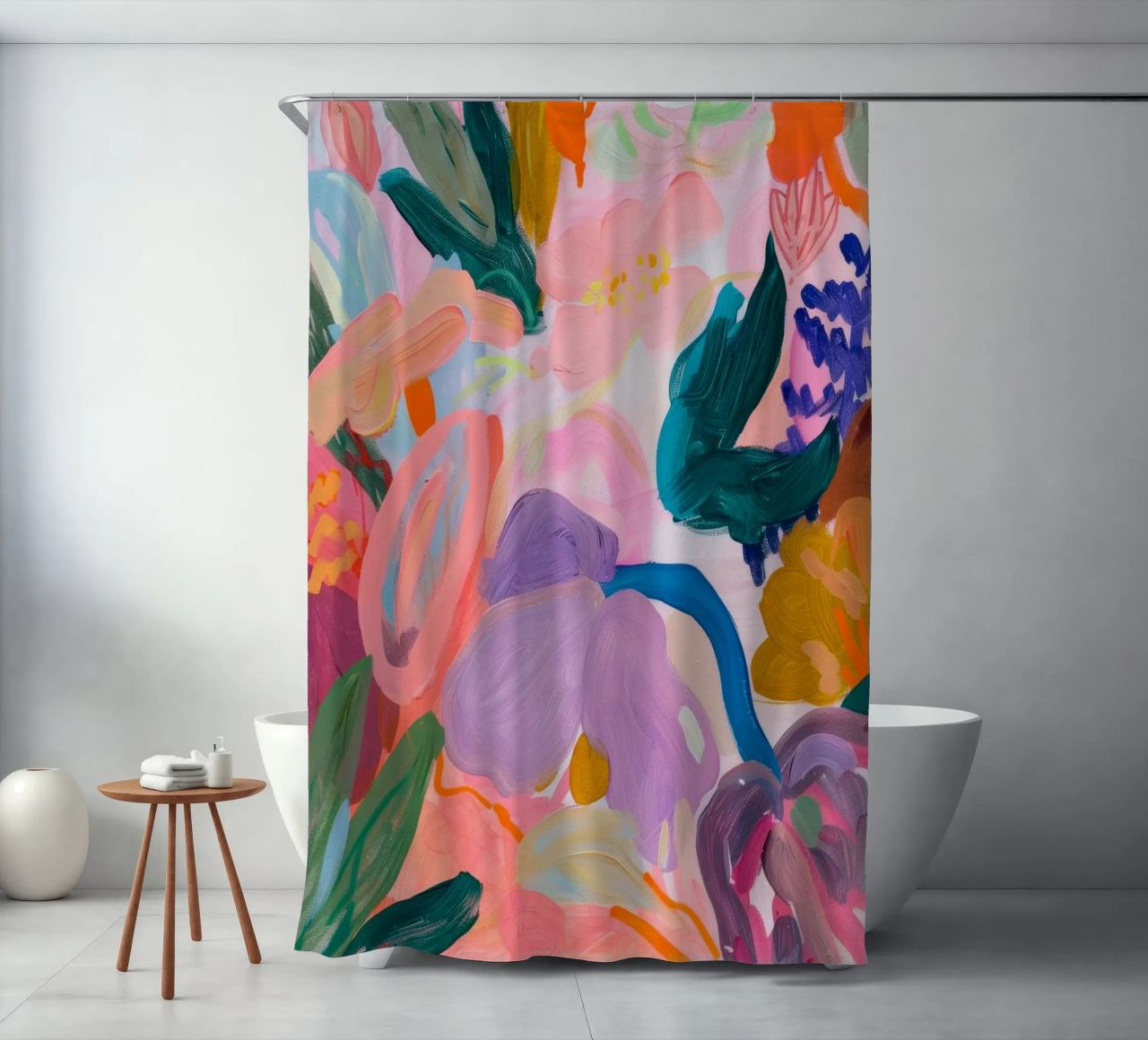 Bloemen Abstract Kleurrijke Kunstdrukken, Abstract Bloemenkunstwerk douchegordijn van Boheme