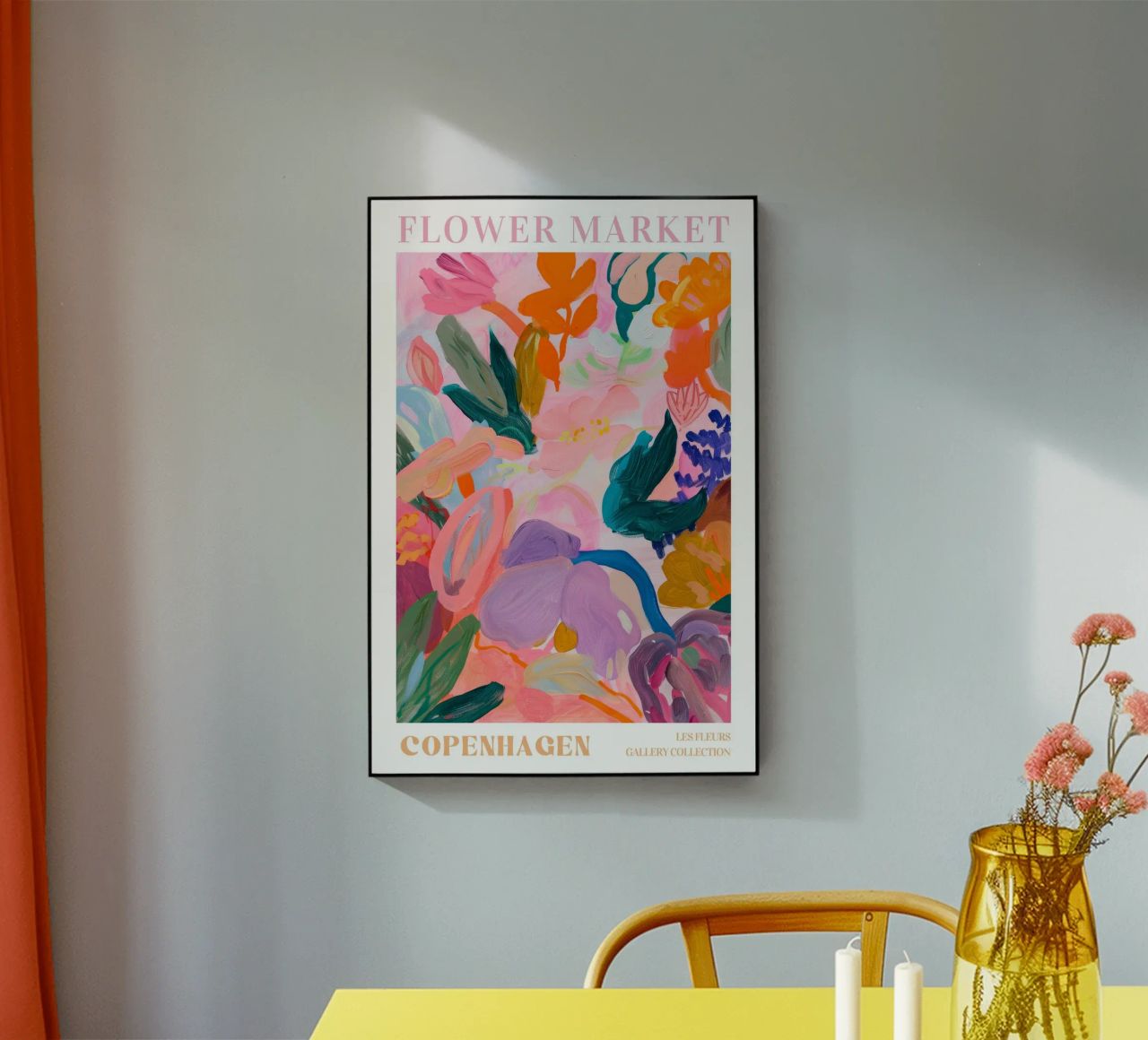 Bloemen Abstract Kleurrijke Kunstdrukken, Abstract Bloemenkunstwerk acryl van Boheme